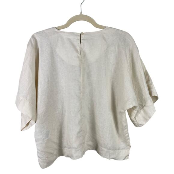 Donna Karen DKNY Pure Linen Top Short Sleeve Boho Coastal Lagenlook Size Small - Picture 10 of 12